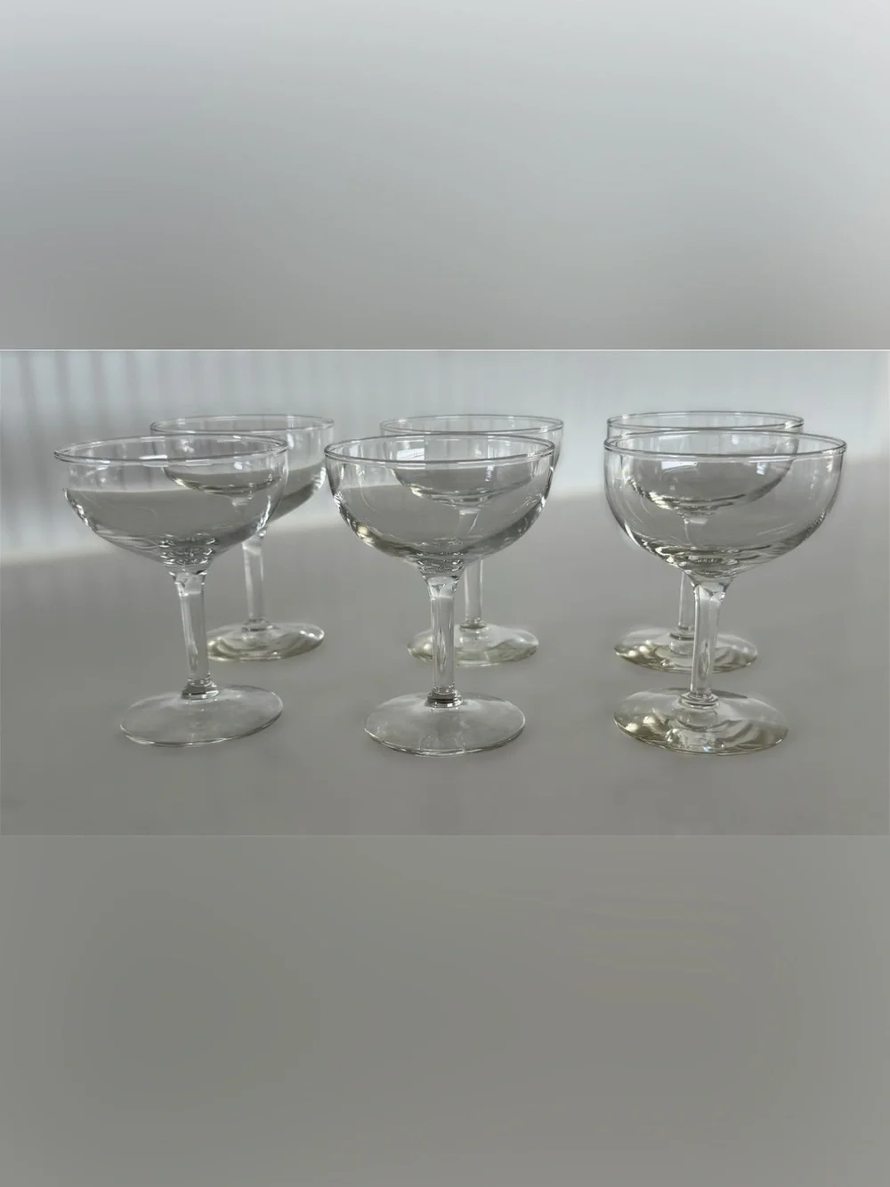 6 Vintage Clear Coupe Glasses
